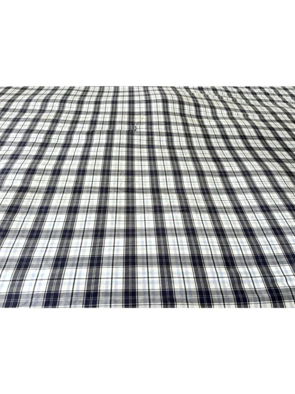 POTTERY BARN KIDS Plaid Duvet Cover Twin Navy Blue White 100% Cotton Children